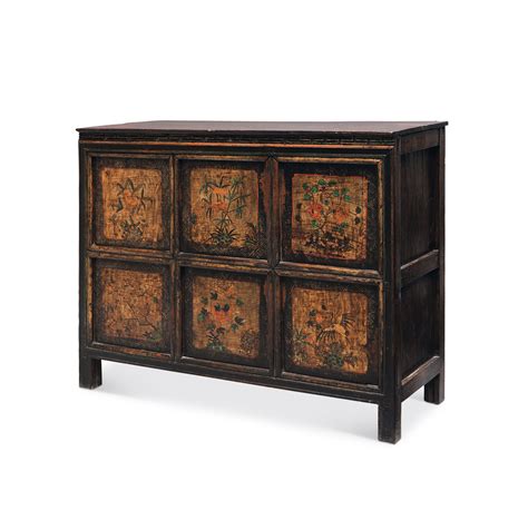 西藏家具彩绘做旧斗柜实木仿古典储物柜收纳柜五抽柜古典中式家具-美间设计