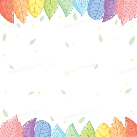 彩色树叶边框可爱矢量背景背景图片素材免费下载_熊猫办公