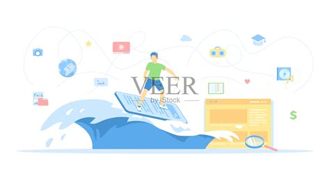 网上冲浪科技插画网络科技电脑图片-包图网