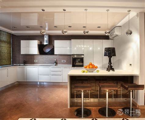 公寓现代角落厨房的内部高清摄影大图-千库网