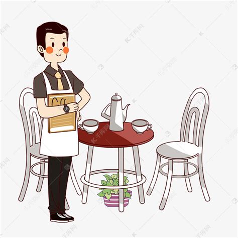 餐厅服务人员插画素材图片免费下载-千库网
