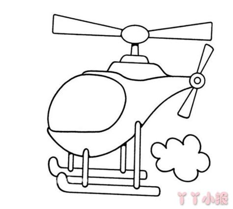 直升机简笔画图解教程 交通工具飞机的画法 肉丁儿童网