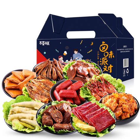 【天猫超市】百草味 卤味派对597g 肉干零食礼包休闲肉食美味_慢享网