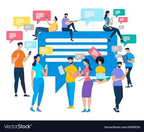 Crowd people stand with smartphones chatting Vector Image