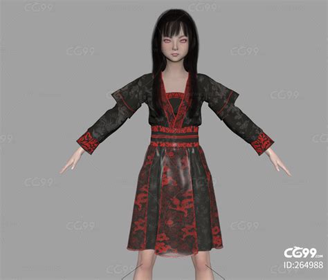 古装美女 古风妖女 古代女人带表情绑定 身体绑定-cg模型免费下载-CG99