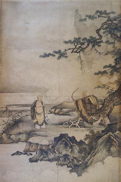 Painting on Zen Enlightenment (Sanping baring his chest and Shigong ...