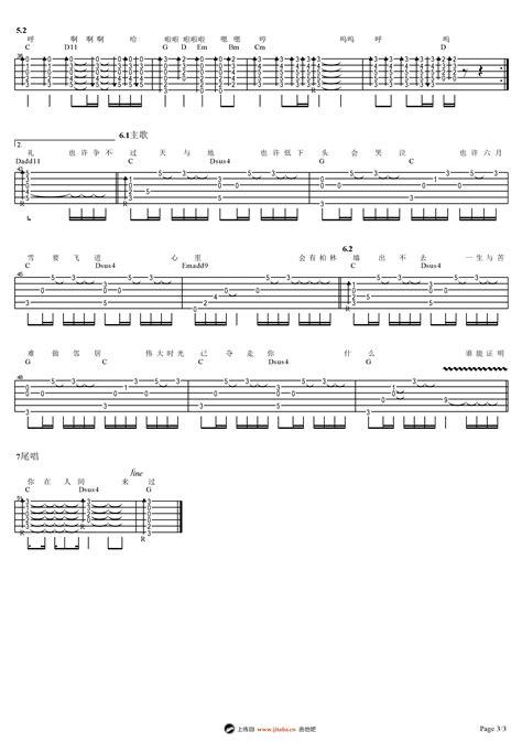 在人间吉他谱-王建房《在人间》初级版弹唱谱-图片谱-简谱网