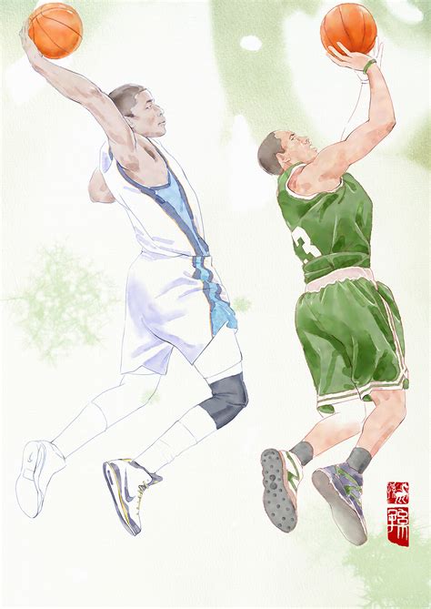 篮球运动员手绘插画EPS素材免费下载_红动网