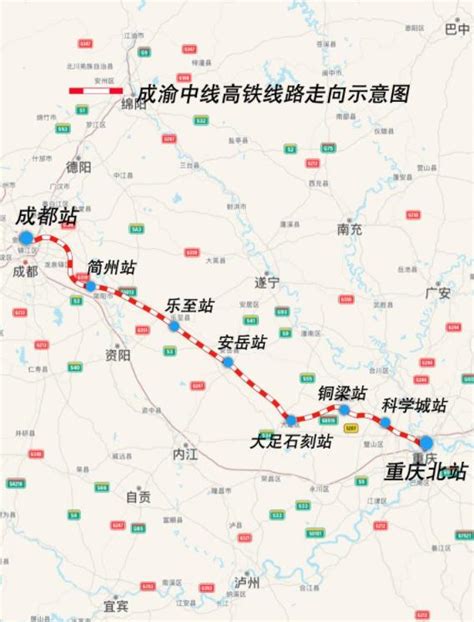 成渝中线高铁最新消息2022 附走向线路图_旅泊网
