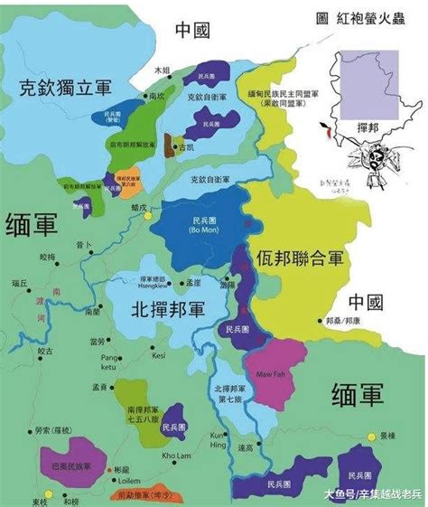 缅甸佤邦与果敢地图,,地区_大山谷图库