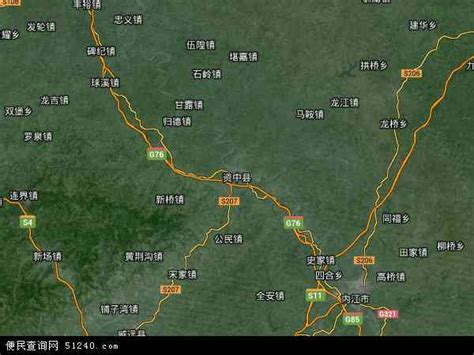 资中县地图 - 资中县卫星地图 - 资中县高清航拍地图