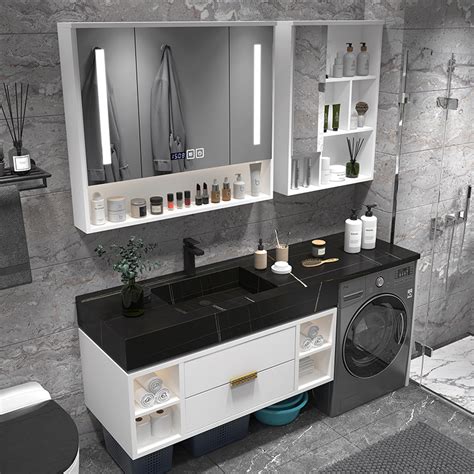 卫生间洗衣机伴侣柜洗手洗脸面盆洗漱台现代简约浴室柜一体柜组合-阿里巴巴