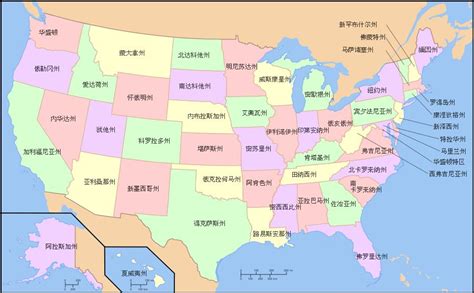 美国各州分布图图片