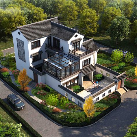 QH2034农村别墅新款二层半乡村自建房设计图平顶小洋房带阳台现代经济型 - 青禾乡墅科技