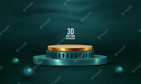 Pedestal de cilindro verde 3d abstracto | Vector Gratis