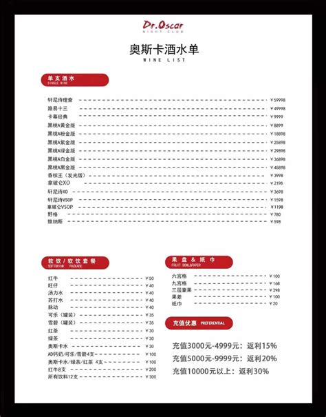 新塘奥斯卡酒吧酒水价目表｜广州增城 OSCAR 奥斯卡消费价格
