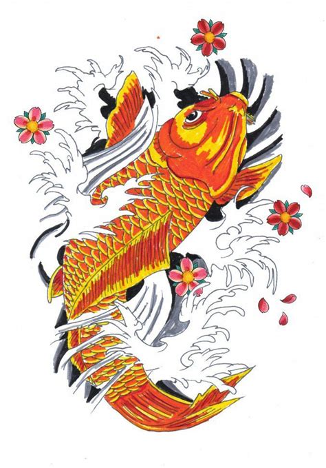 鲤鱼纹身含义+忌讳讲究+23幅鲤鱼纹身手稿 - 广州纹彩刺青