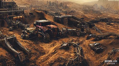 #AI创作实验室#荒漠矿山机械末日废土俯瞰疯狂麦克斯_阿西吧哈-站酷ZCOOL