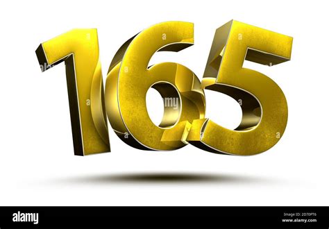 Gold numbers 165 isolated on white background illustration 3D rendering ...