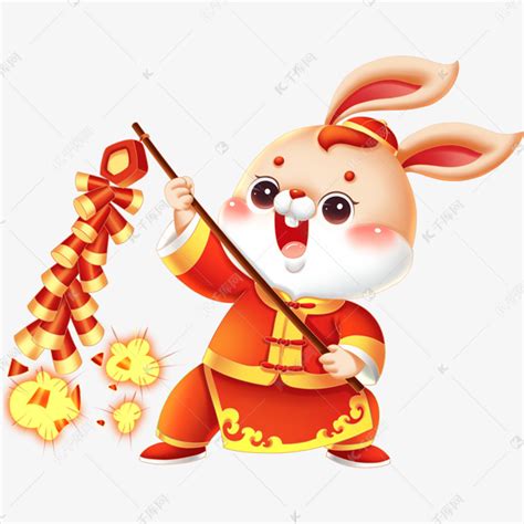 兔年兔子放鞭炮新年春节新春喜庆生肖形象素材图片免费下载-千库网