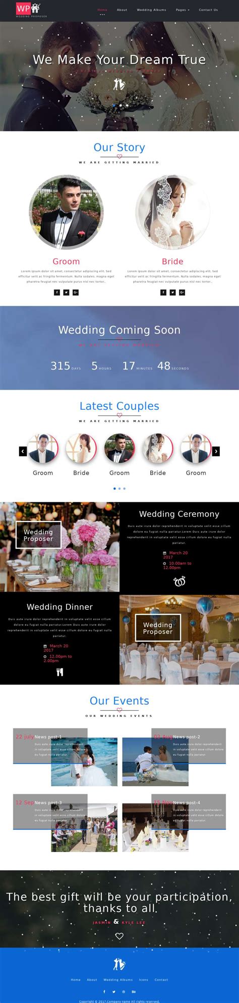 婚庆公司网站代码，简约婚庆网站设计-17素材网