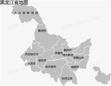 黑龙江城市分布-矢量地图AI素材免费下载_红动中国