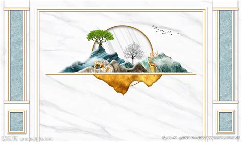 新中式山脉造型背景墙su草图模型下载-【集简空间】「每日更新」