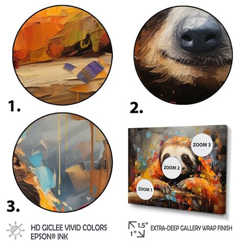 Designart "Slumbering Sloth Collage" Animals Framed Wall Art Prints ...