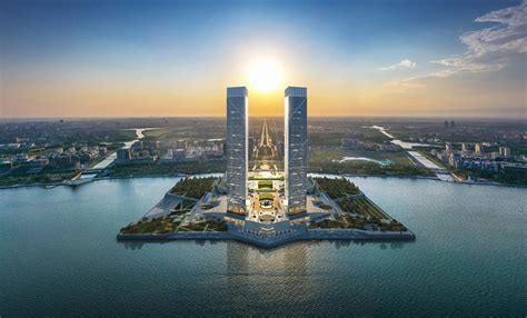 贝氏事务所设计上海临港200米双子塔将闪耀滴水湖 - 土木在线