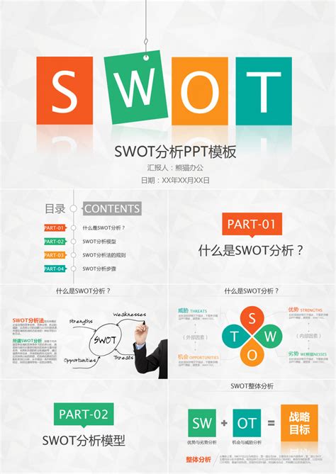 商业swot分析图表集PPT模板下载_熊猫办公