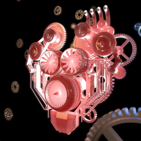 机械心创意爱心电影片头C4D模型创意场景3D模型素材