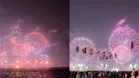 现场直击卡塔尔世界杯开幕式烟花秀：五彩斑斓 流光溢彩_手机新浪网