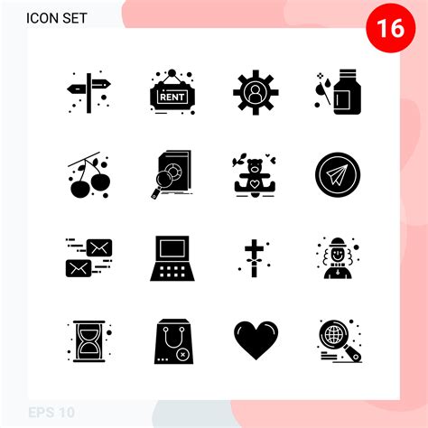 paquete de vectores de 16 iconos en estilo sólido paquete de glifos ...