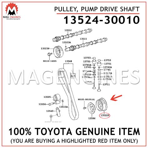13524-30010 TOYOTA GENUINE PULLEY, PUMP DRIVE SHAFT 1352430010 – Mag Engines