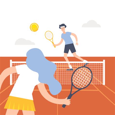 男女打网球矢量素材(EPS/AI)_dowebok