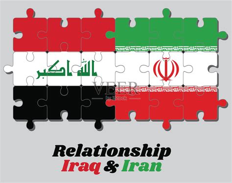 连接拼图之间的伊拉克和伊朗国旗。双方良好关系的概念。插画图片素材_ID:349640873-Veer图库