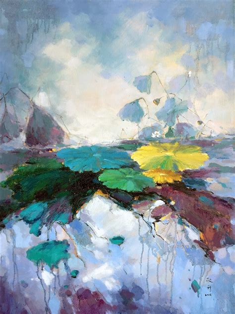 Jinsheng You | Original Artwork | Abstract 138, Waterlily 137, Cloudy ...