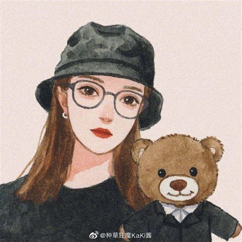 手绘甜美女生头像水彩版