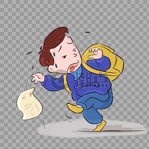 男孩背着书包逃跑漫画设计元素2000*2000图片素材免费下载-编号459310-潮点视频