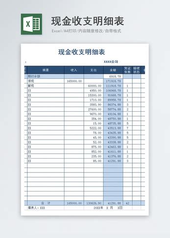 个人收支明细表Excel表格图片-正版模板下载400150119-摄图网