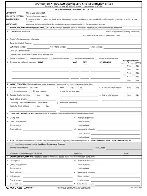 DA 5434 2011 - Fill and Sign Printable Template Online | US Legal Forms