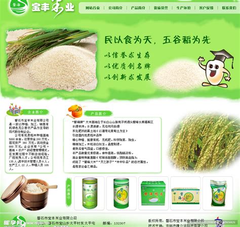 绿色食品嘉鑫米业公司网站模板psd下载