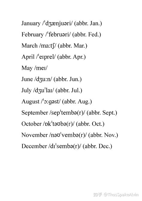 英文中的星期、月份、数字（附音标、缩写） - 知乎