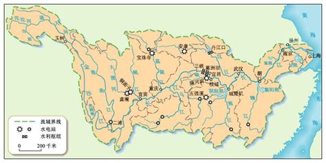 长江流域水系图（水利枢纽）_中国地理地图_初高中地理网