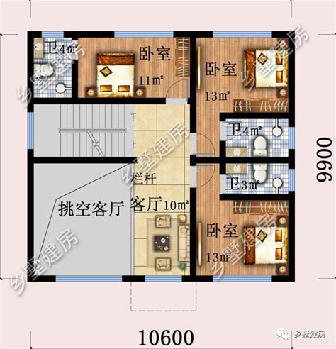 4款10X10米别墅户型图纸，户型周正，清新素雅。_图纸头条_鲁班设计图纸官网