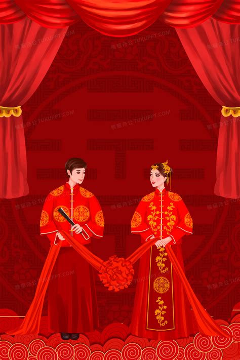 红色喜庆大气中式婚礼结婚背景背景图片素材免费下载_熊猫办公