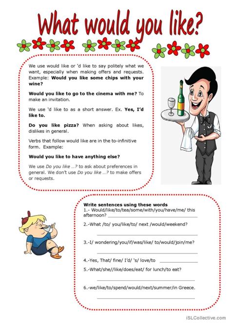 What would you like...?: English ESL worksheets pdf & doc