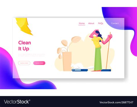 Woman use robot in household chores website Vector Image