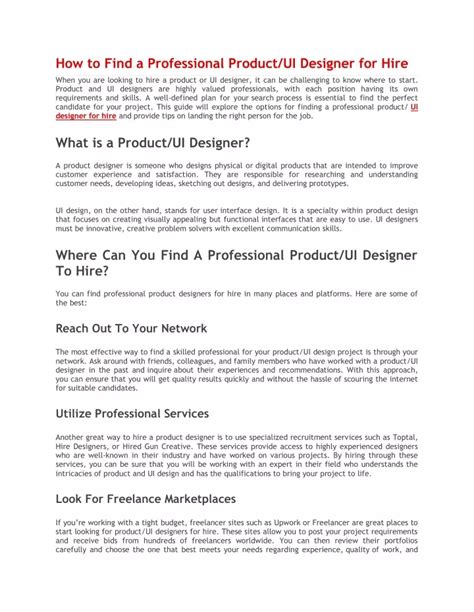 PPT - How to Find a Professional Product/UI Designer for Hire ...