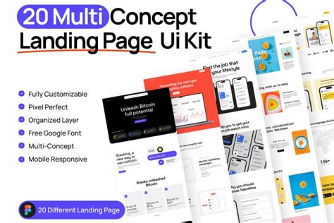 20 Multi Purpose Landing page design 20款响应式营销推广展示落地页网站网页界面设计ui套件web模板_UIGUI